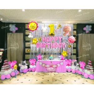 Happy Birthday Foil Balloons Decoration Set (Pink)
