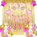 Birthday Decoration Set (Pink, White and Gold)