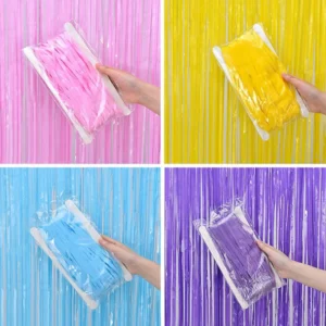 Macron Pastel Color Foil Backdrop Curtains - Set of 2 Pcs