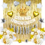 Happy Birthday Decoration Set (White and Gold)