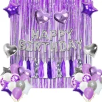 Happy Birthday Decoration Set (Purple, Silver & White)