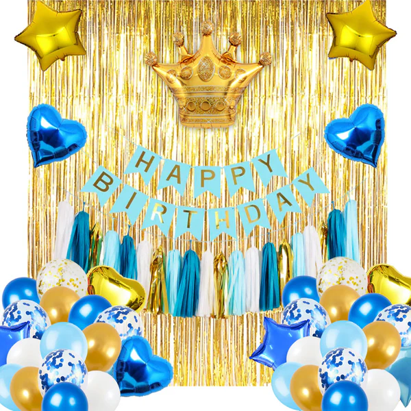Birthday Decoration Set (Blue, White and Gold) Birthday Decoration Set (Blue, White and Gold)