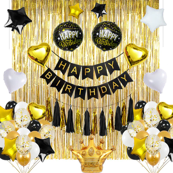 Birthday Decoration Set (Black, White and Gold) Birthday Decoration Set (Black, White and Gold)