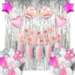 Birthday Decoration Set (Pink, White and Silver)