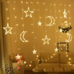 Led Stars & Moon Shape Curtain Fairy Light 15' Feet - 220 V Plug Operated