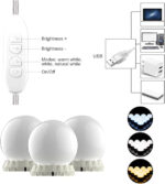 10 LED Vanity Makeup Mirror Blubs / Lights, 3 Color Lighting Modes - USB Operated - Image 7