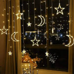 Led Stars & Moon Shape Curtain Fairy Light 15' Feet - 220 V Plug Operated - Image 2