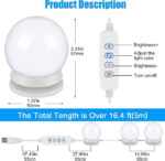 10 LED Vanity Makeup Mirror Blubs / Lights, 3 Color Lighting Modes - USB Operated - Image 8