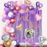 Bride To Be Theme Foil Balloons Set ( Pink, Purple, White )
