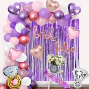 Bride To Be Theme Foil Balloons Set ( Pink, Purple, White )