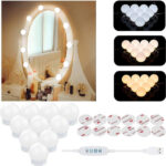 10 LED Vanity Makeup Mirror Blubs / Lights, 3 Color Lighting Modes - USB Operated - Image 6