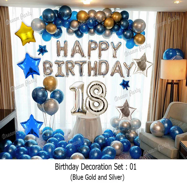 Happy Birthday Decoration Set (Pink & Silver) Happy Birthday Decoration Set (Pink & Silver)