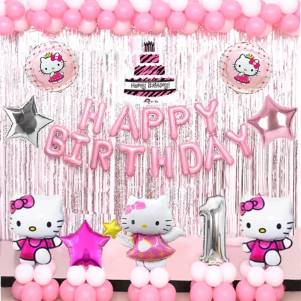 Hello Kitty Theme Birthday Party Decorations Full Set of Balloons & Items