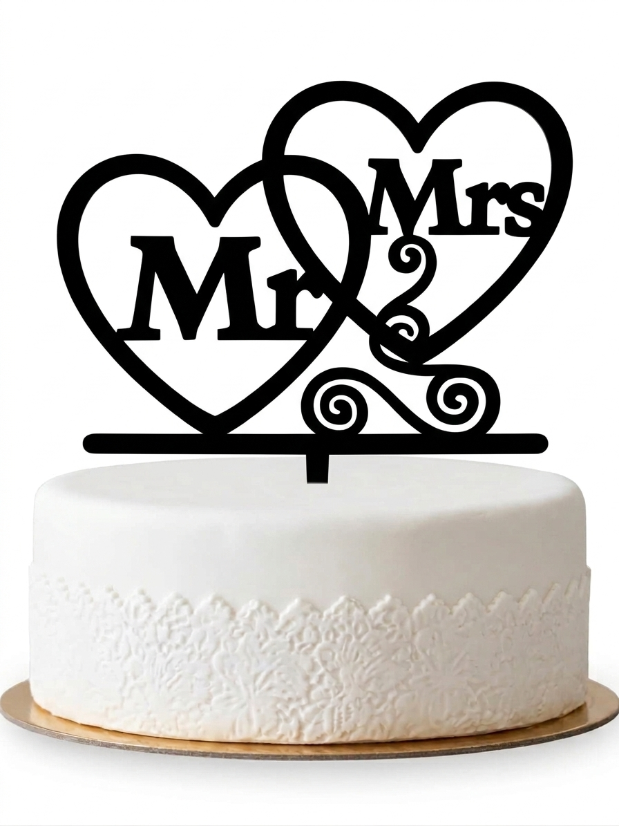 Gemini_Generated_Image_vkcfntvkcfntvkcf Happy Anniversary / Mr & Mrs Cake Topper - Image 1