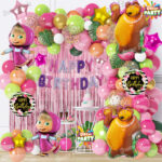 Masha and The Bear Theme Birthday Decorations Full Set of Balloons & Items