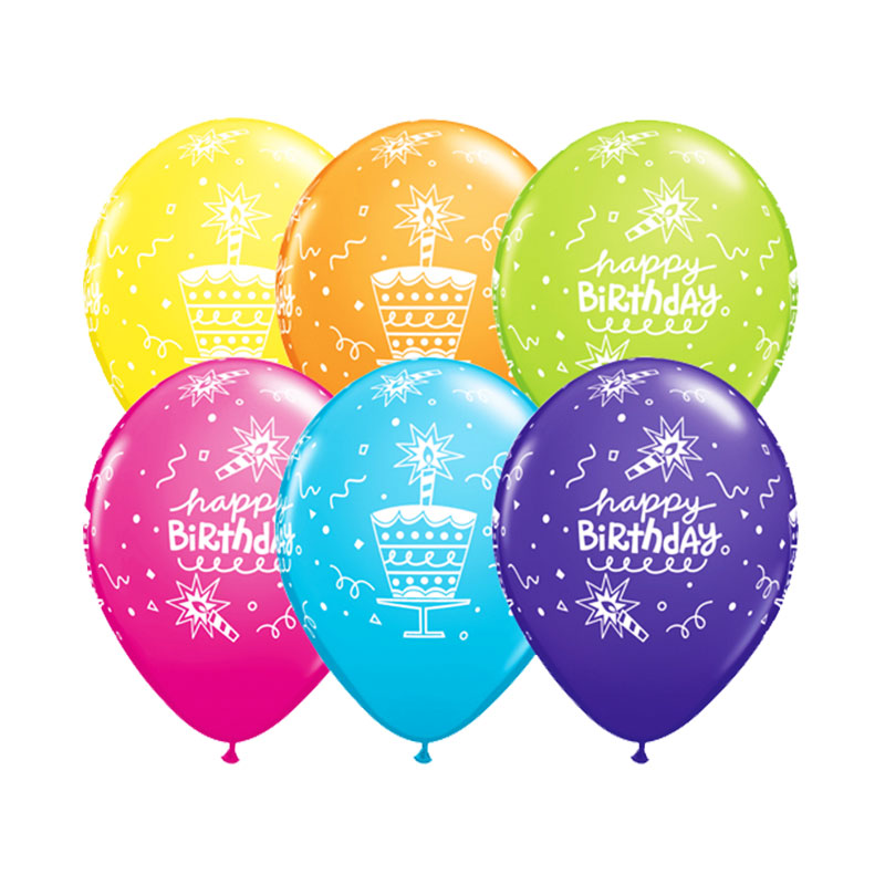 Multi-printed Multi Color Happy Birthday Printed Balloons 12 Inch - 15 Pcs - Image 1