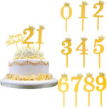 Digit Acrylic Cake Topper Golden
