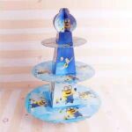 Cartoon Theme 3 Tier Round Cardboard Cup Cake Stand - Image 2