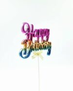 Plastic Happy Birthday Cake Topper - Single Color - Image 2