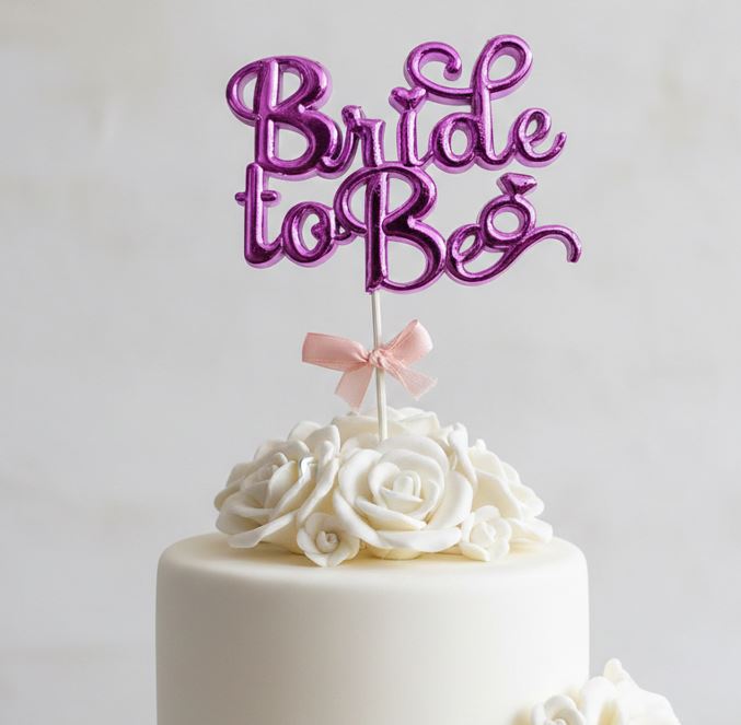 pink_0d75dc1f-cb66-4fac-a126-ca1a96219ea2 Plastic Bride To Be Cake Topper - Single Color - Image 1