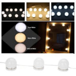 10 LED Vanity Makeup Mirror Blubs / Lights, 3 Color Lighting Modes - USB Operated - Image 5