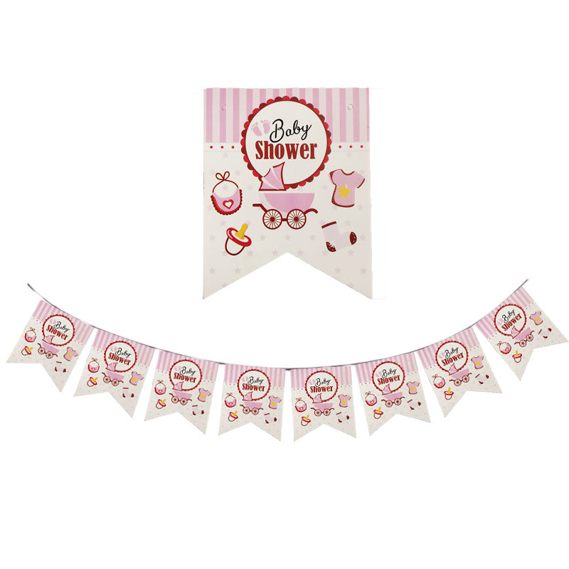 shower-girl Baby Shower Party Bunting Flags Banner - 8 Flags - Image 1